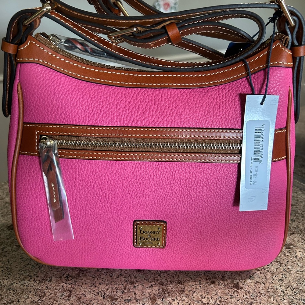 Dooney & Bourke Presley, Hot Pink and Tan Shoulder Bag